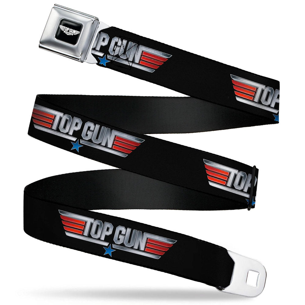 TOP GUN - (公開 40周年 ) - Title Logo Black & Silver & Red & Blue Seatbelt Belt